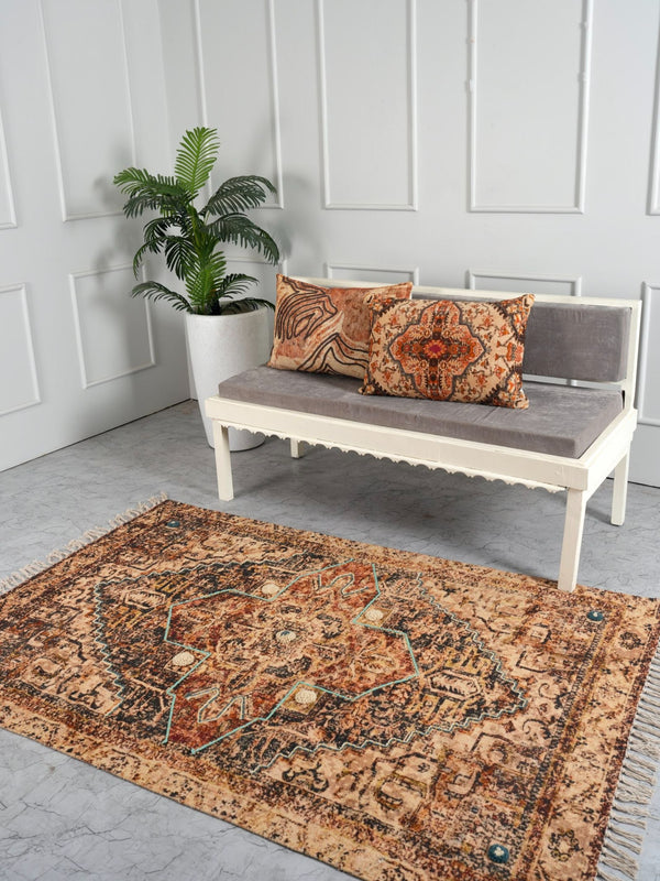 Embroidered Rug - Golden Oasis