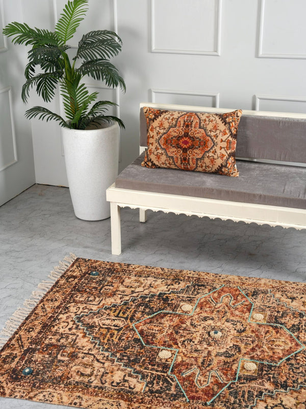 Embroidered Rug - Golden Oasis