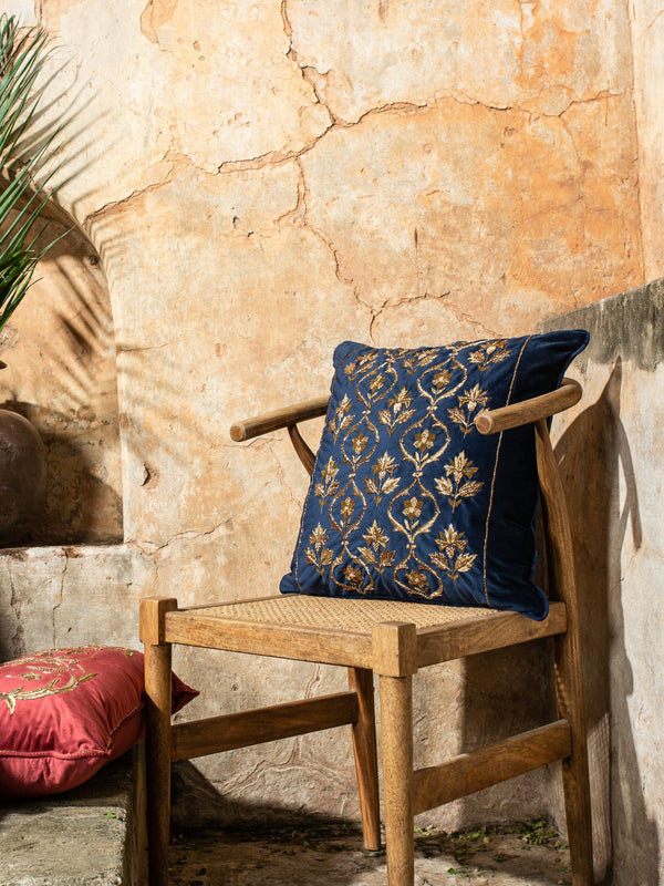 Cushion Cover - Gulzar Navy Embroidered