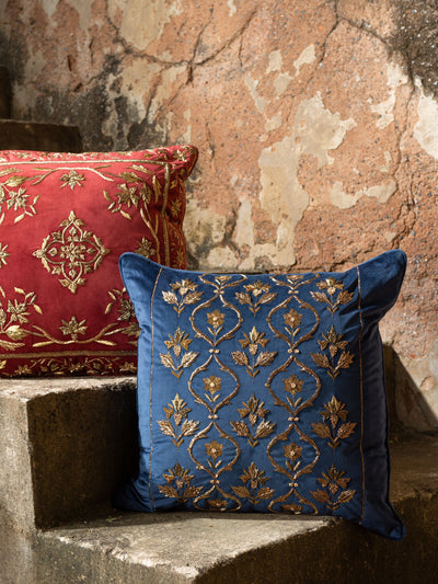 Cushion Cover - Gulzar Navy Embroidered