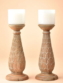 Hand Carved Leaflet Candle Stand