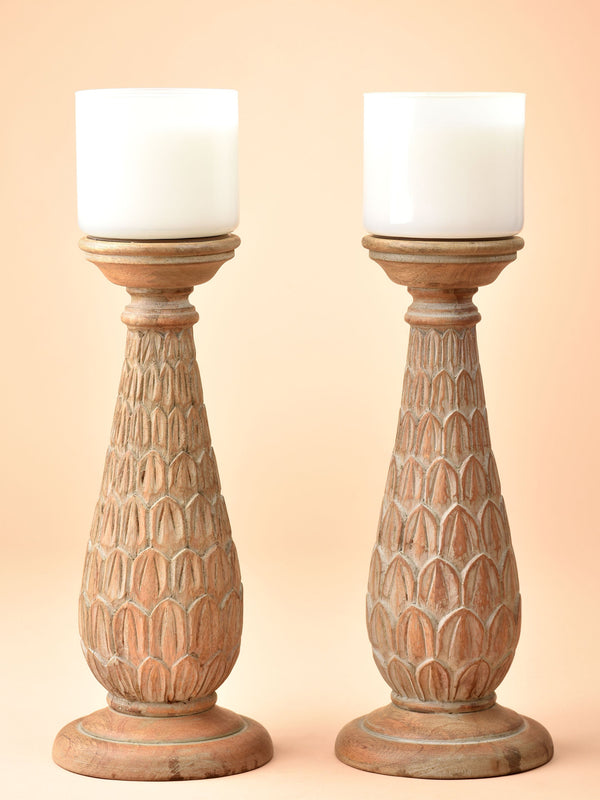 Hand Carved Leaflet Candle Stand