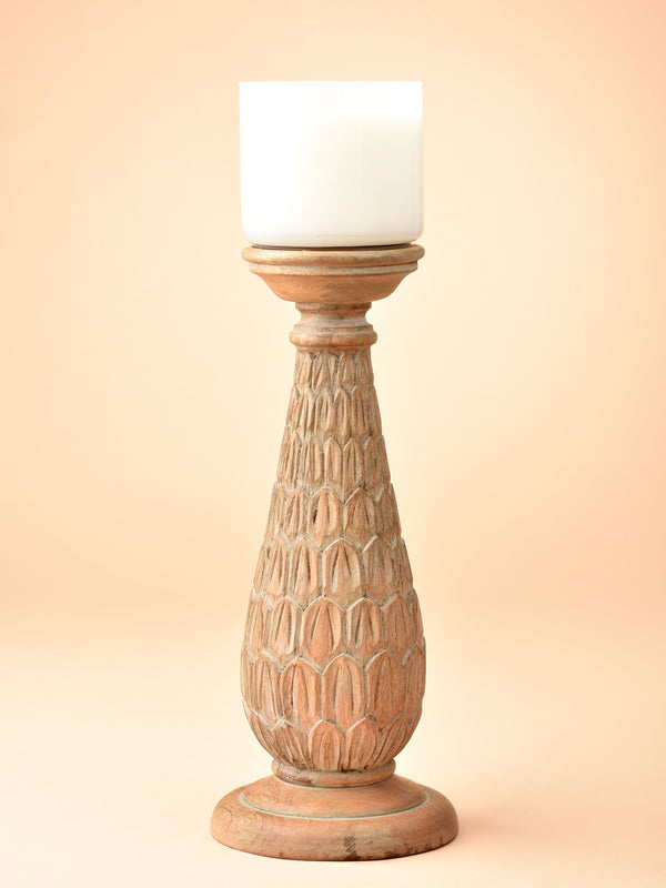 Hand Carved Leaflet Candle Stand
