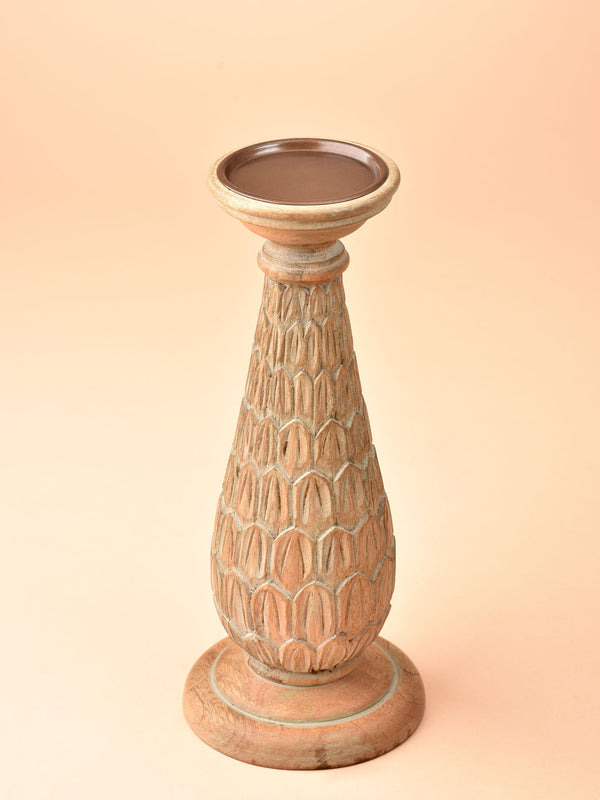 Hand Carved Leaflet Candle Stand