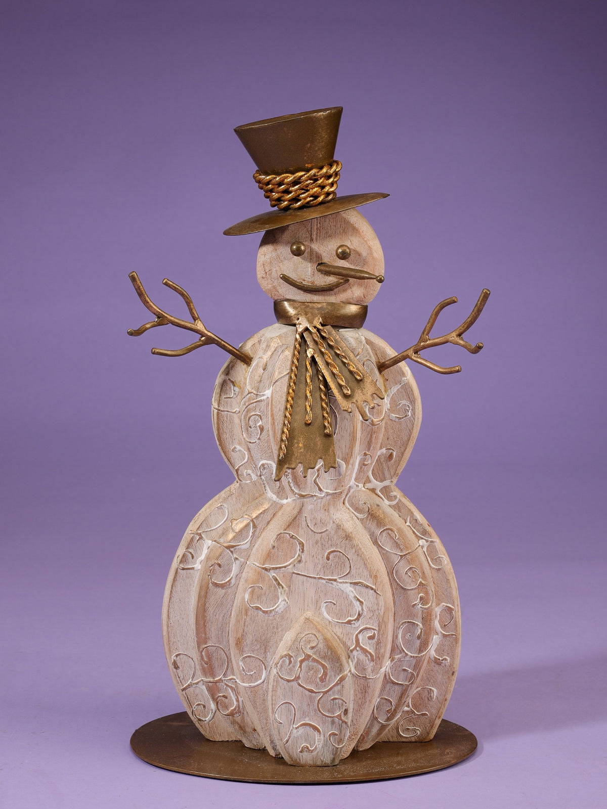Hand Carved Wood Snowman