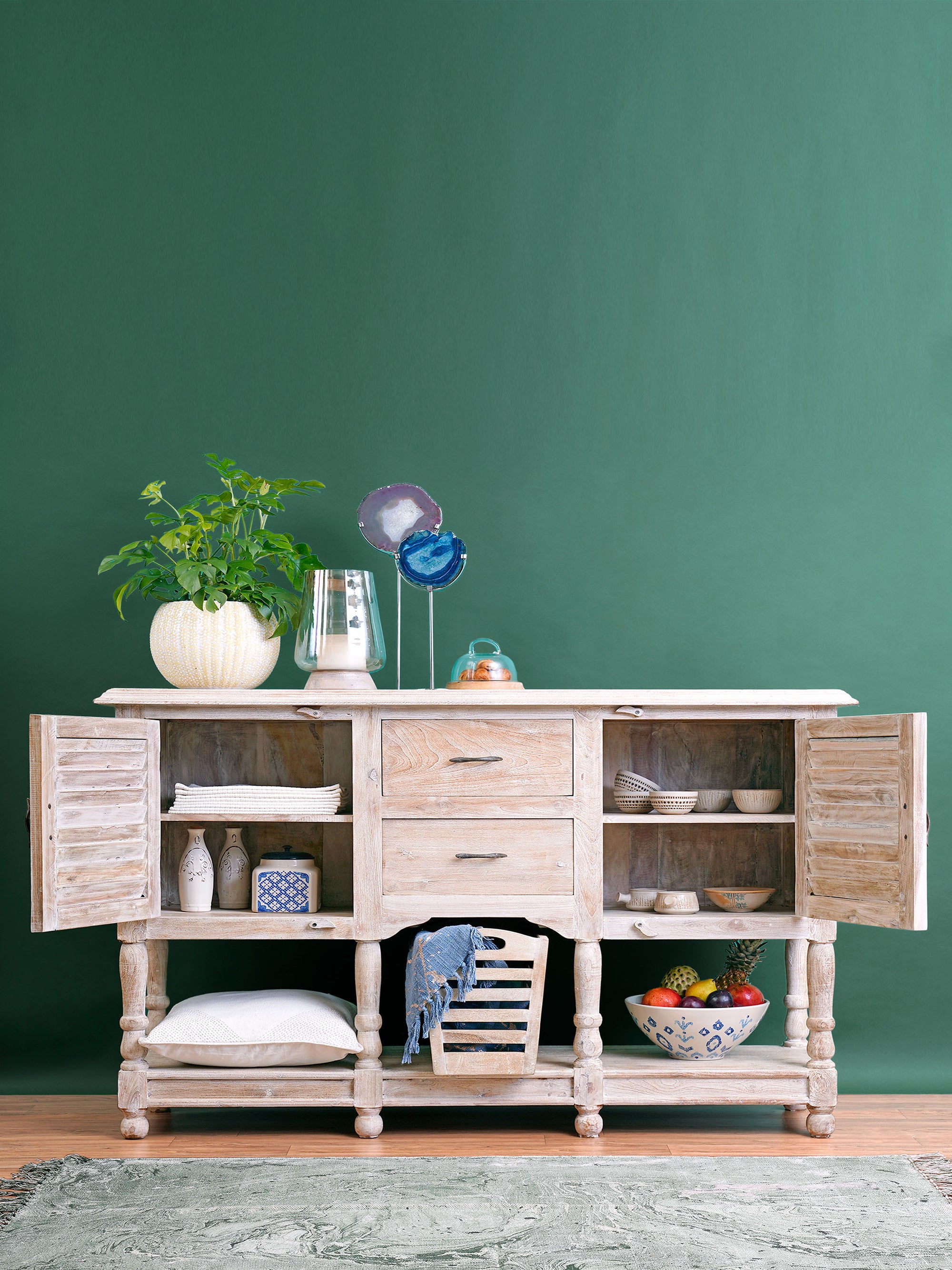 Hand Crafted Beaded Wooden Cabinet