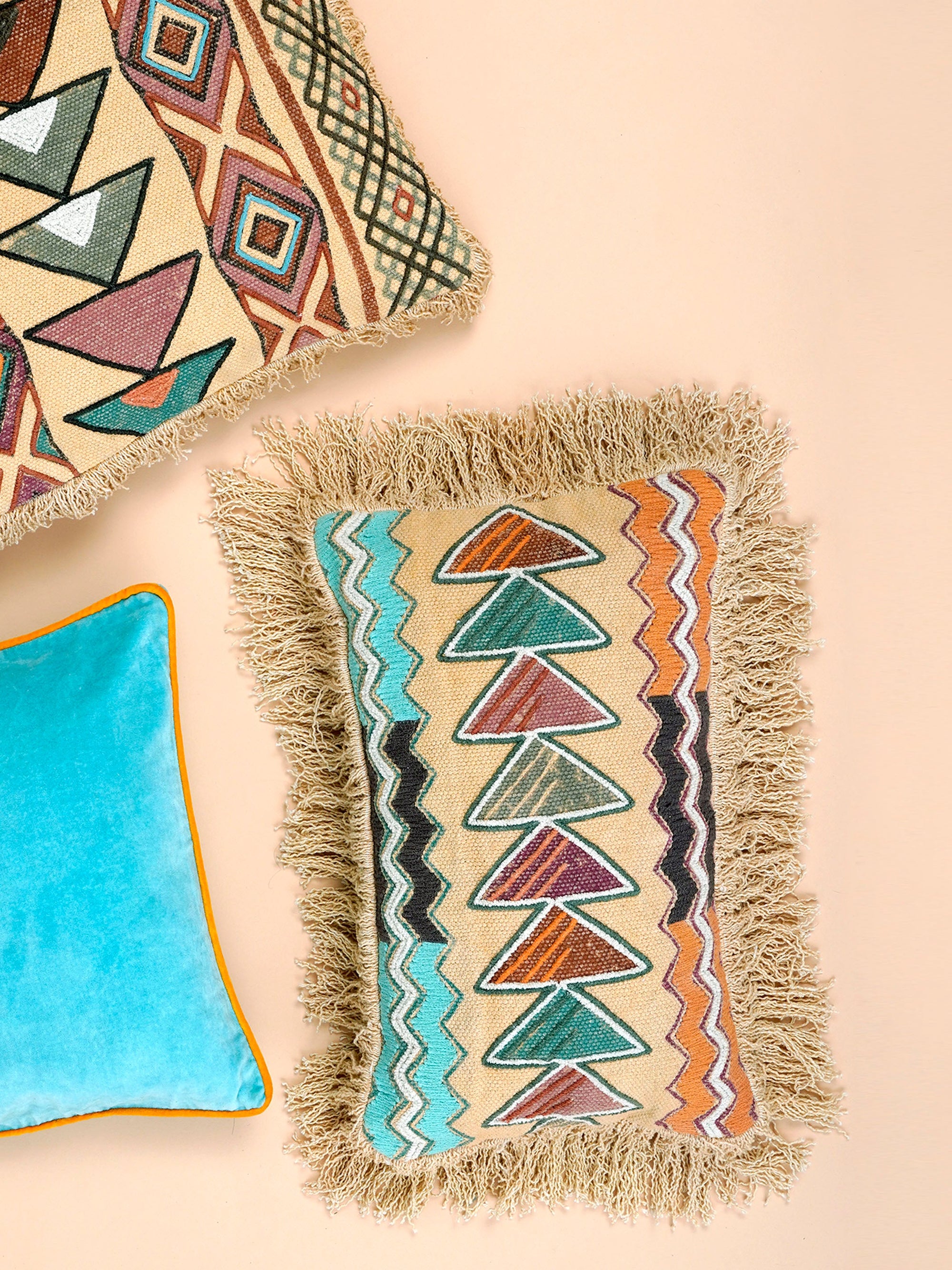 Cushion Cover - Hand Woven Geometric with Tassel