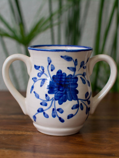 Handpainted Floral Ceramic Succulent Planter with handles
