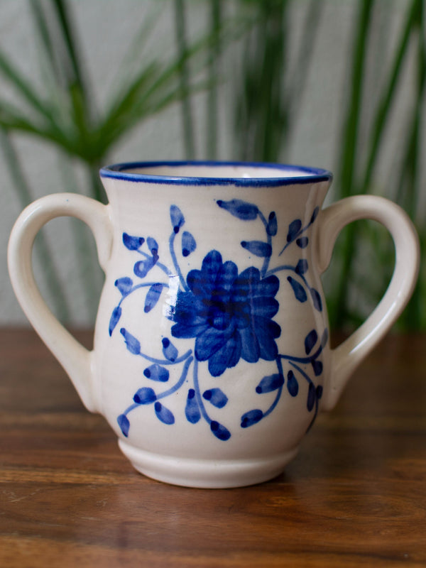 Handpainted Floral Ceramic Succulent Planter with handles