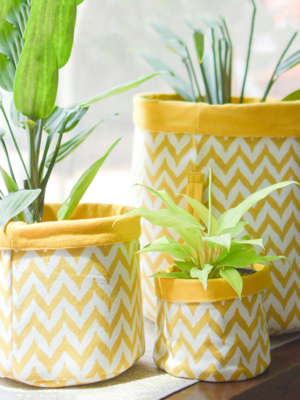 Handprinted Chevron Basket Large