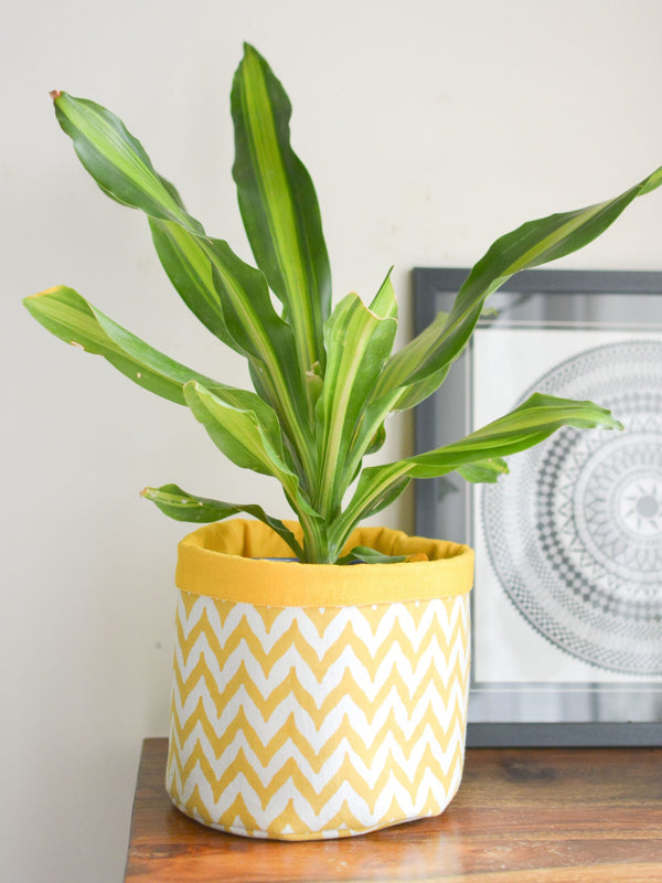Handprinted Chevron Basket Medium