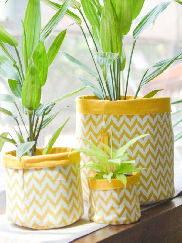 Handprinted Chevron Basket Set of 3