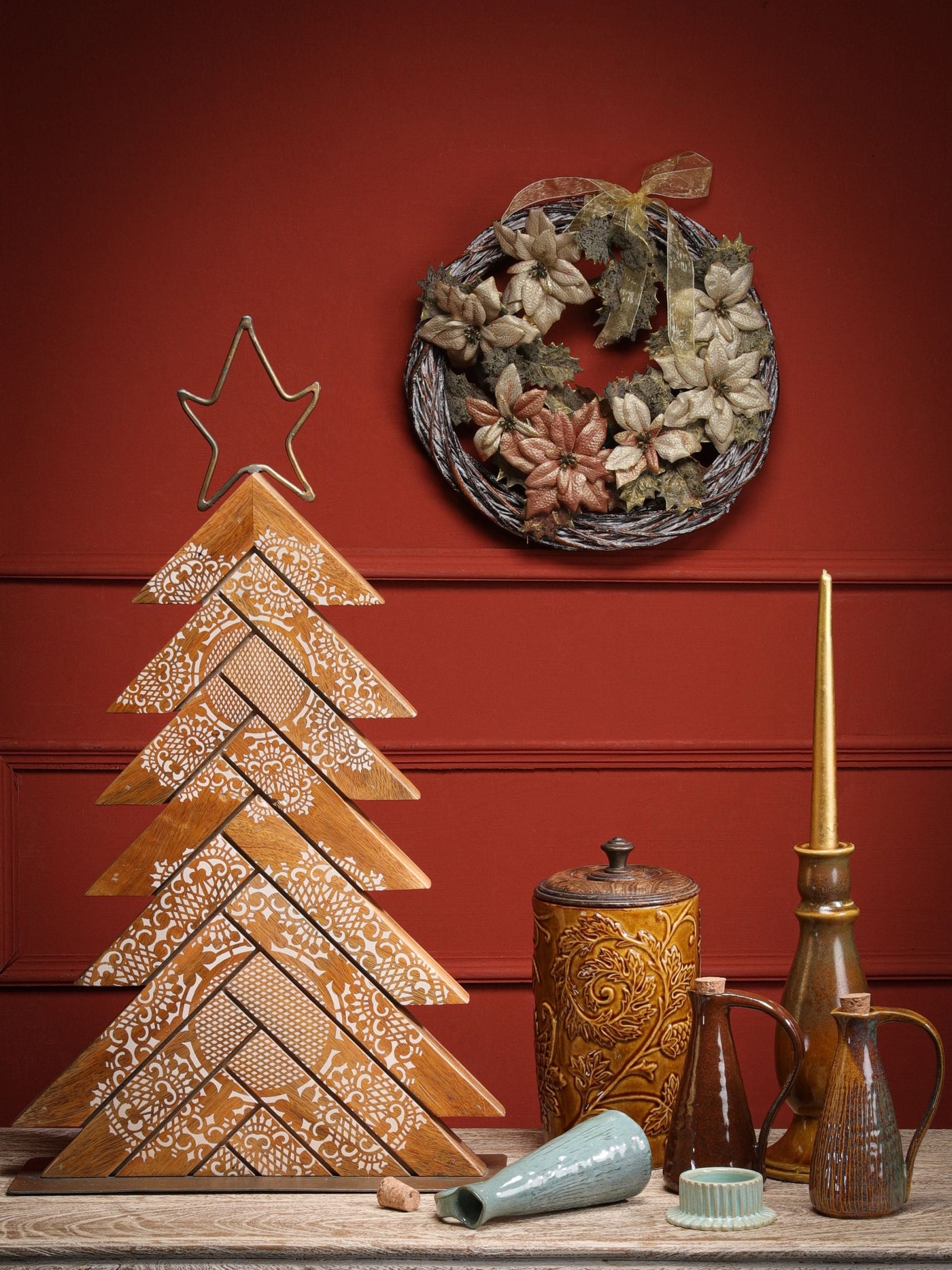 Herringbone & Handpainted Christmas Tree
