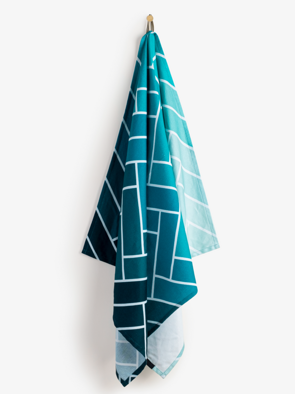 Herringbone Aqua Printed Beach Towel