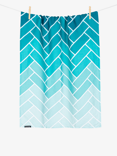 Herringbone Aqua Printed Beach Towel