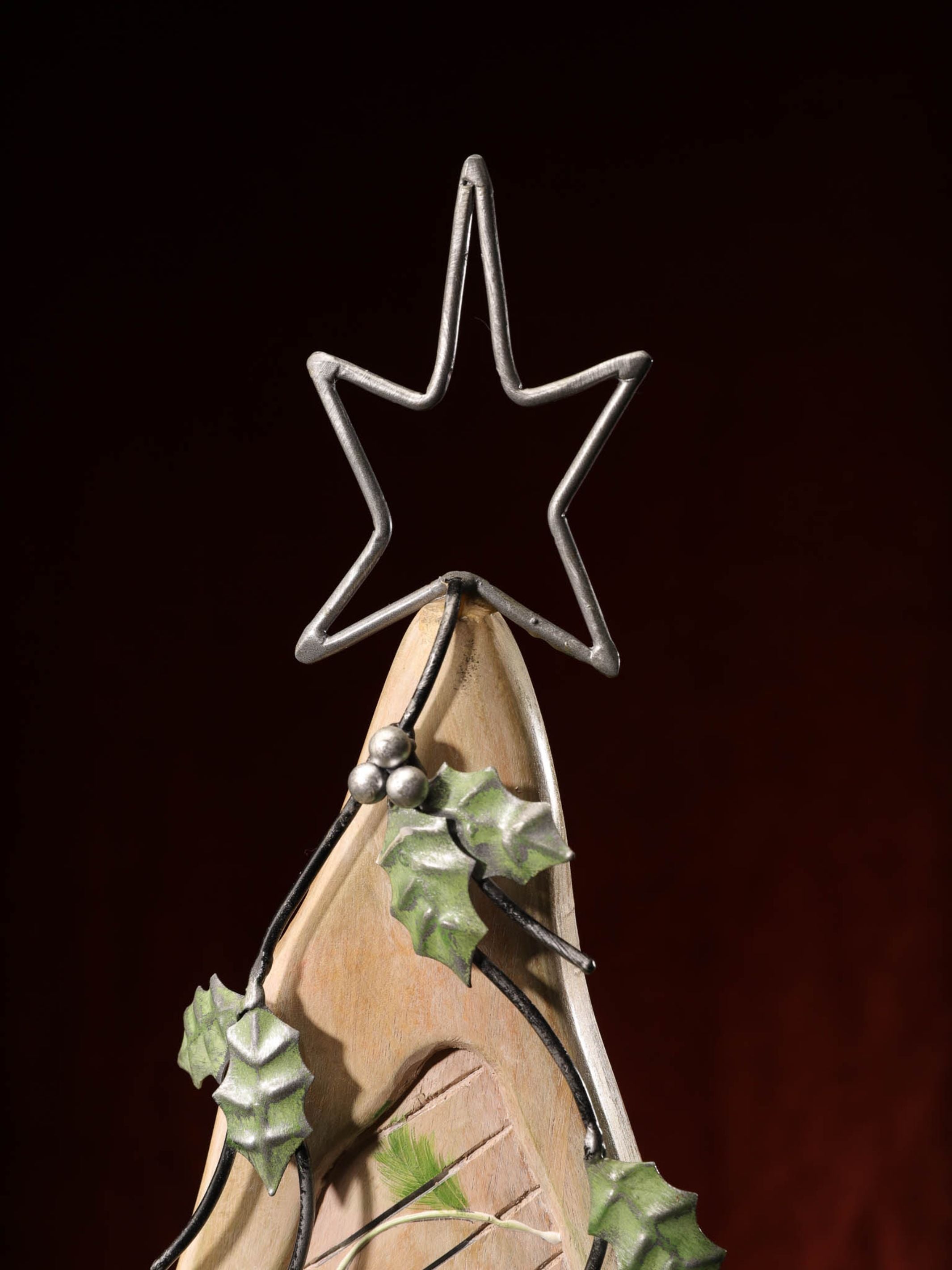 Holly Xmas Wooden Tree