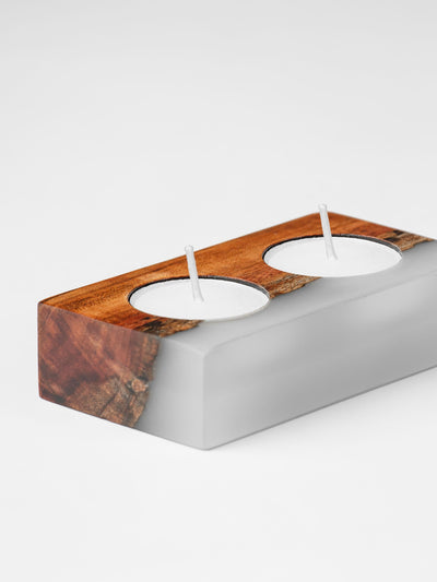 Icicle Wood-Epoxy Tea-Light Holder
