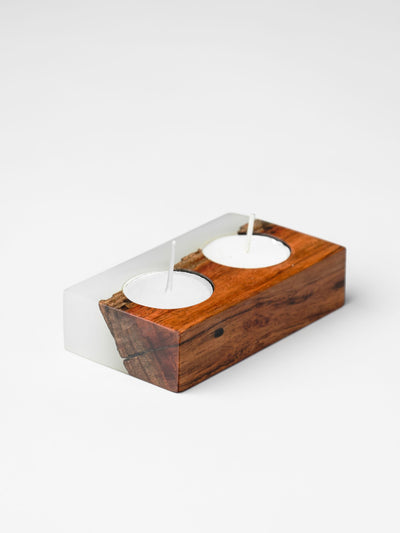Icicle Wood-Epoxy Tea-Light Holder