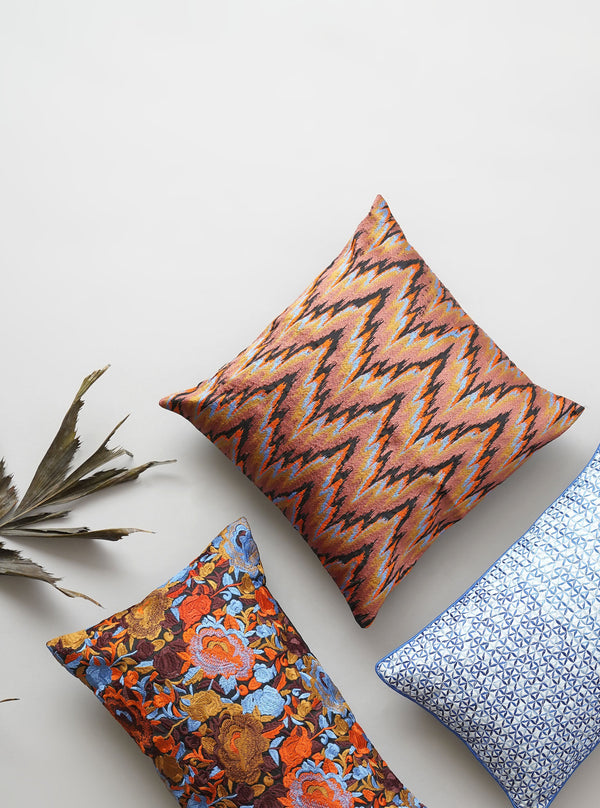 Cushion Cover - Ikat Embroidered