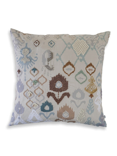 Ikat Embroidery Cushion Cover Linen