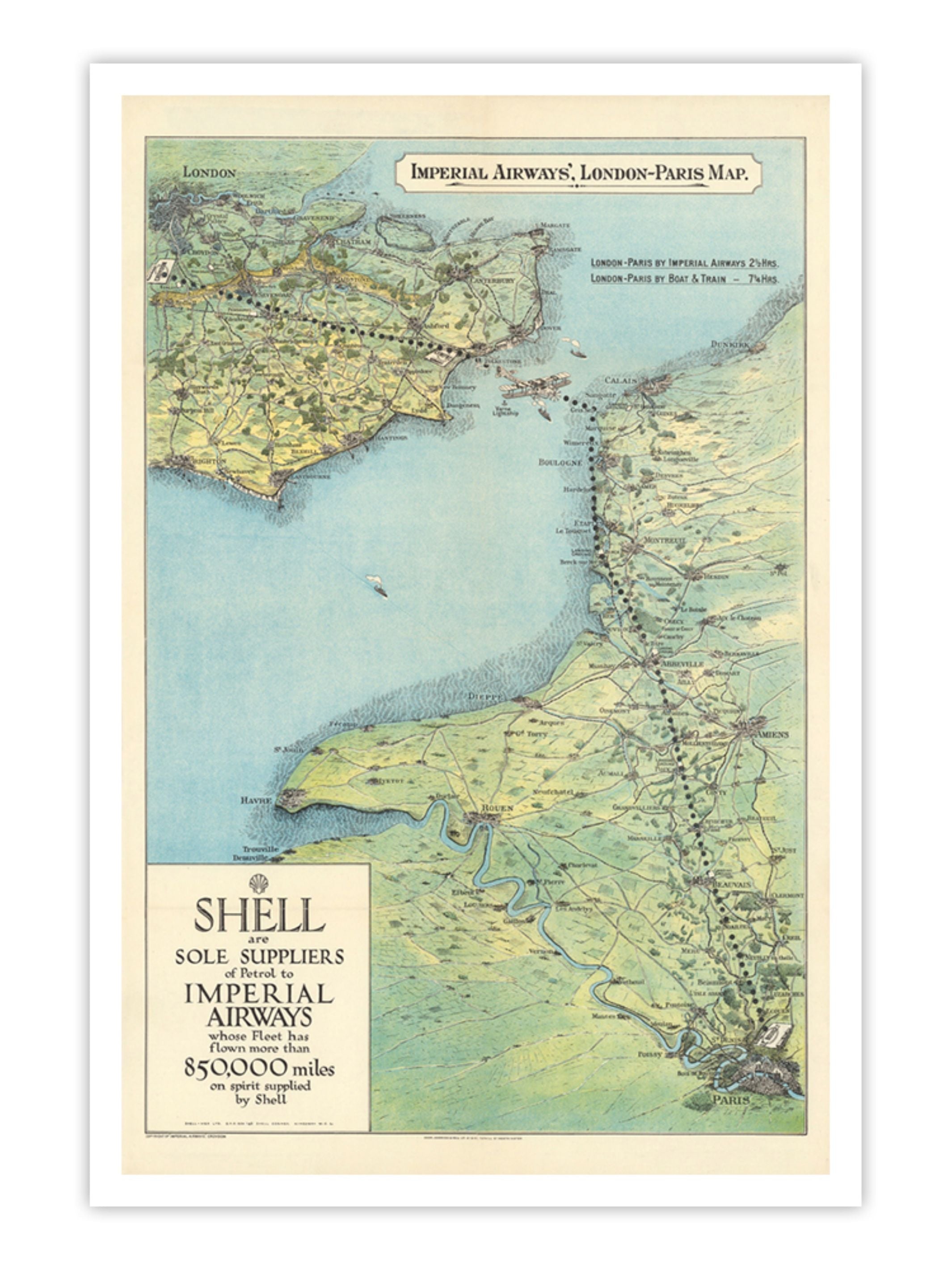 Wall Prints - Imperial Airways - London to Paris Map