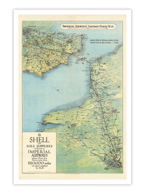 Wall Prints - Imperial Airways - London to Paris Map