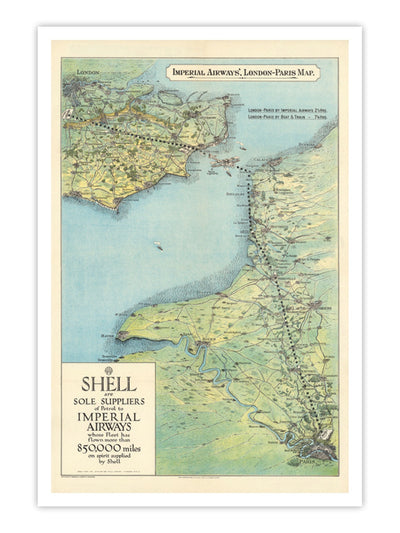 Imperial Airways - London to Paris Map Wall Prints