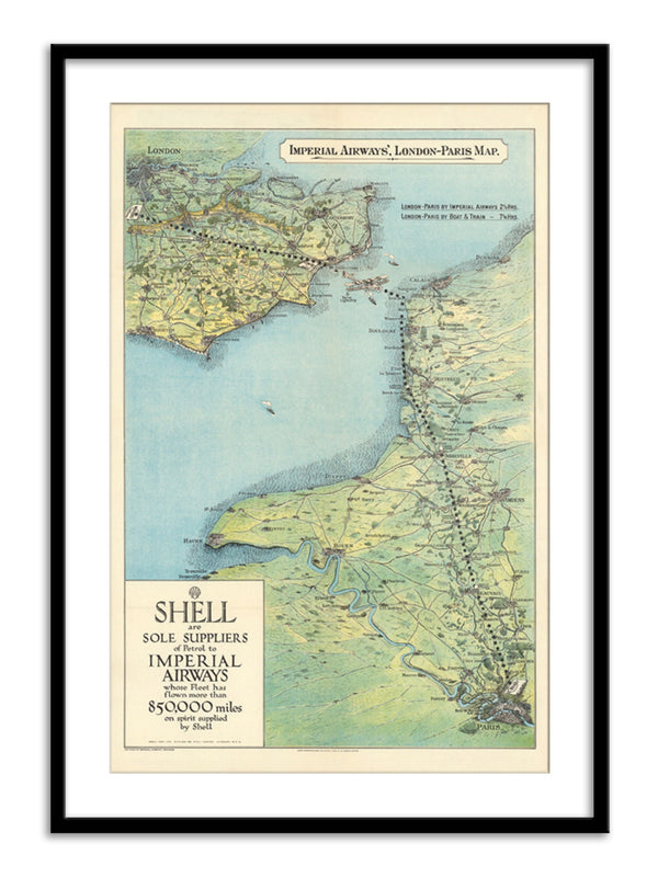 Wall Prints - Imperial Airways - London to Paris Map
