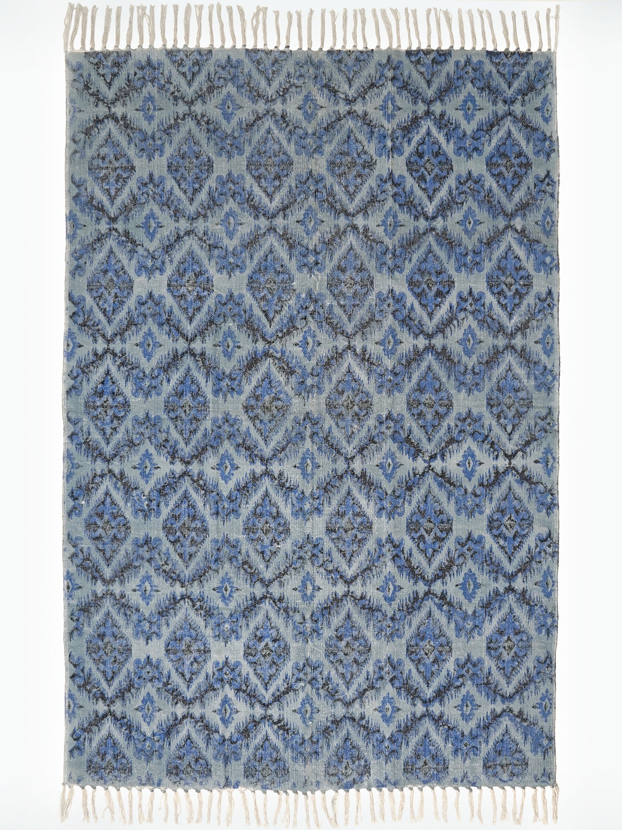 Indigo Damascus Cotton Rug