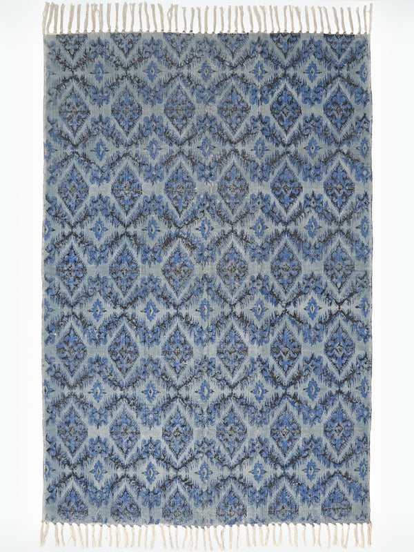 Indigo Damascus Cotton Rug
