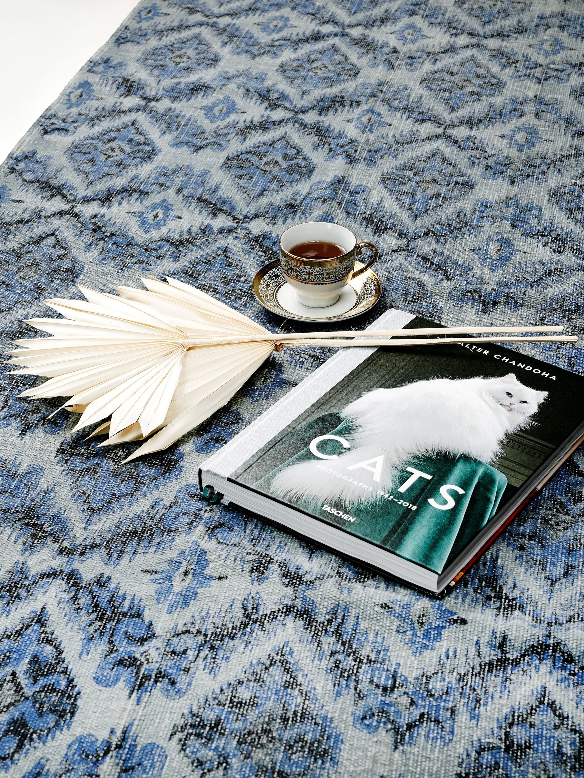 Indigo Damascus Cotton Rug