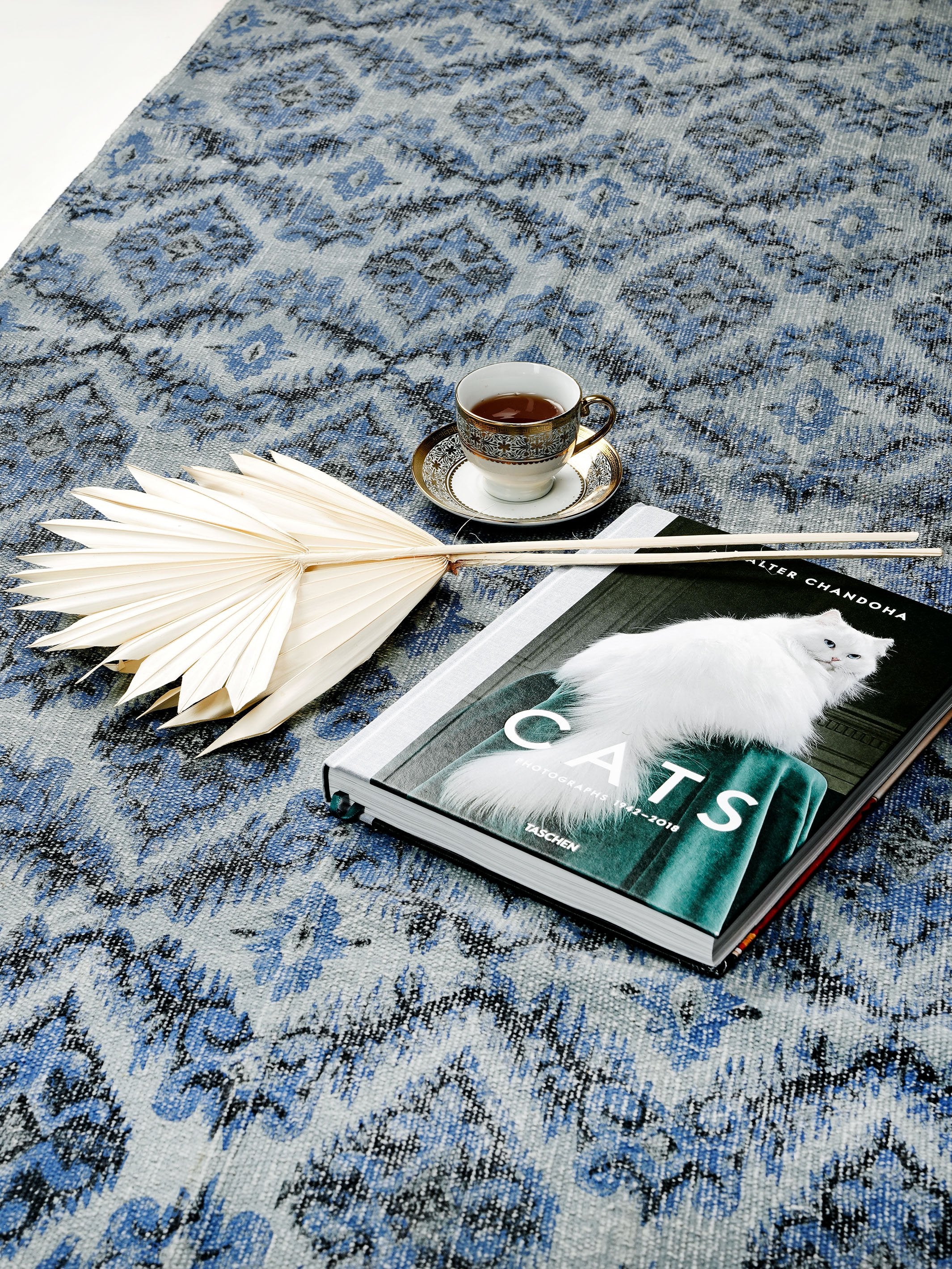 Indigo Damascus Cotton Rug