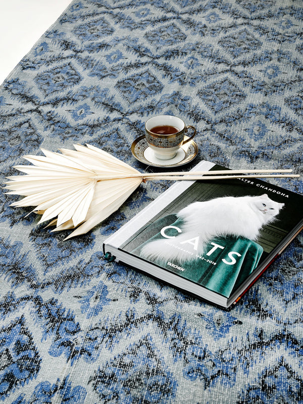 Indigo Damascus Cotton Rug