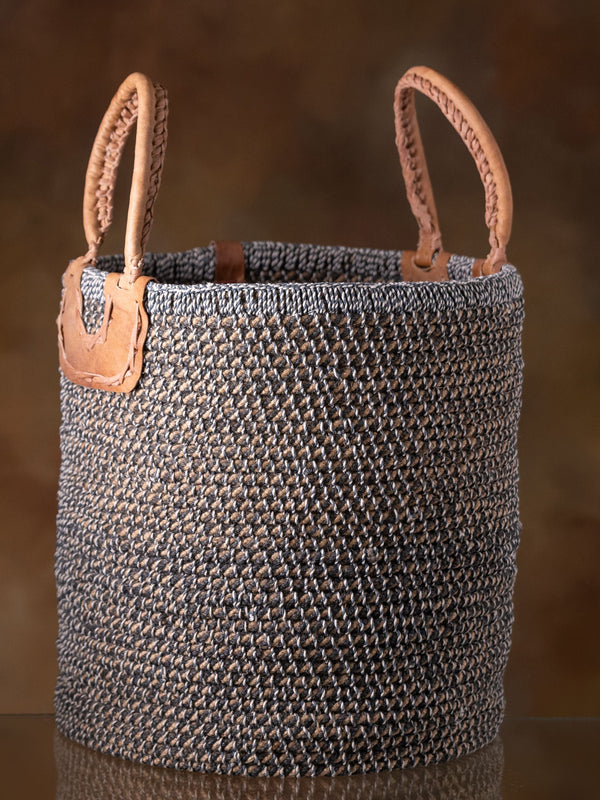 Jute Basket - Black & White Large