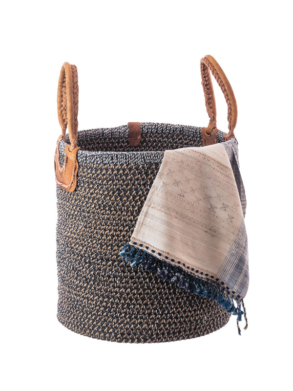 Jute Basket - Black & White Large