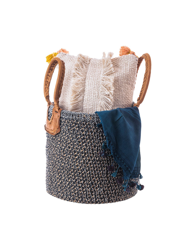 Jute Basket - Black & White Small