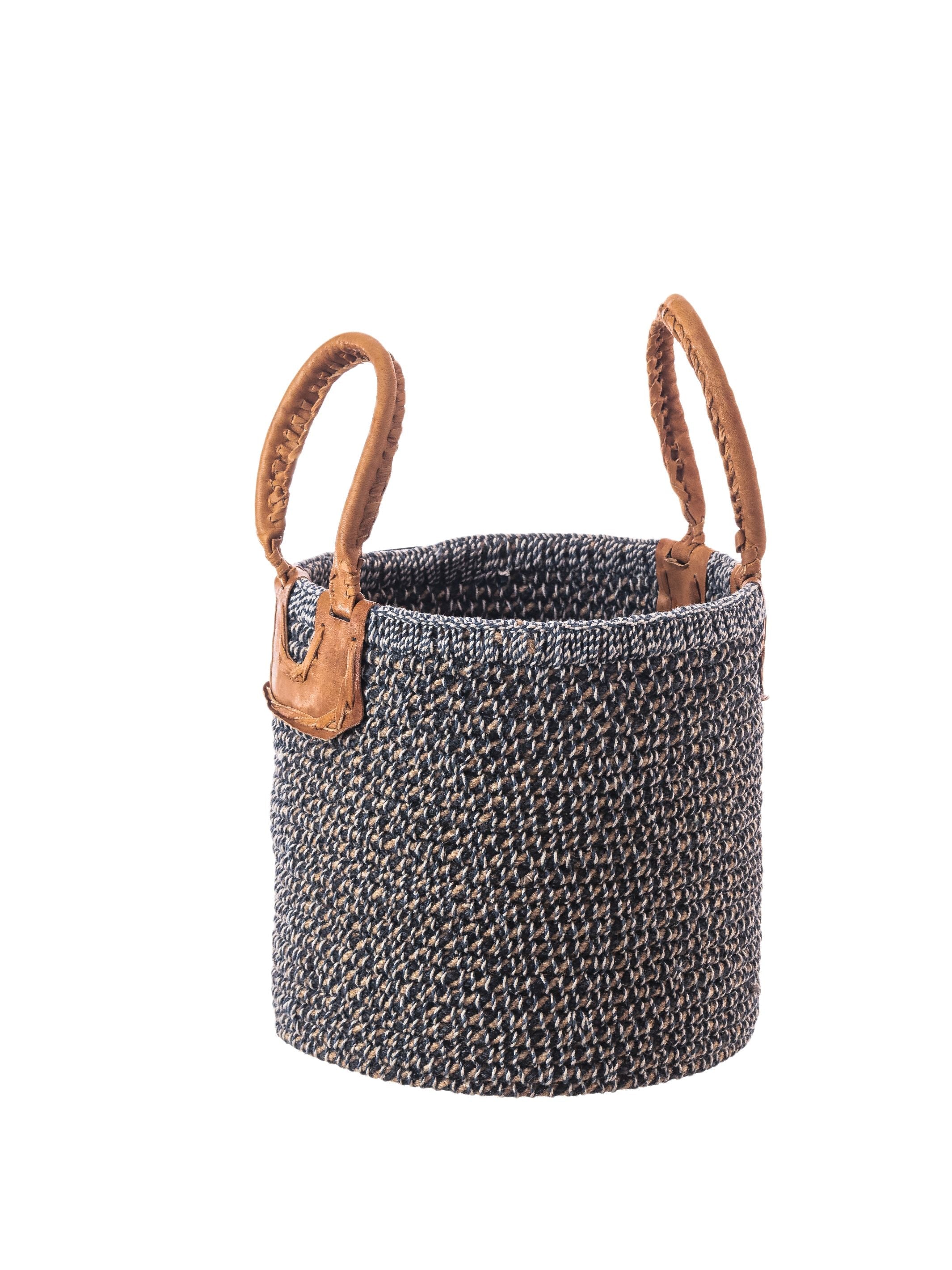 Jute Basket - Black & White Small