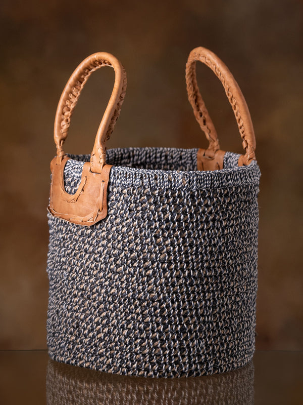 Jute Basket - Black & White Small