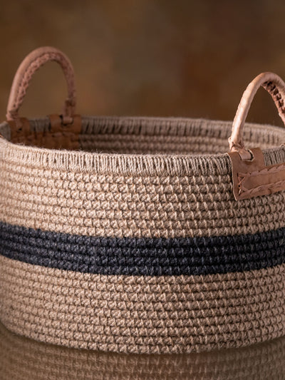 Jute Basket with Black Stripe