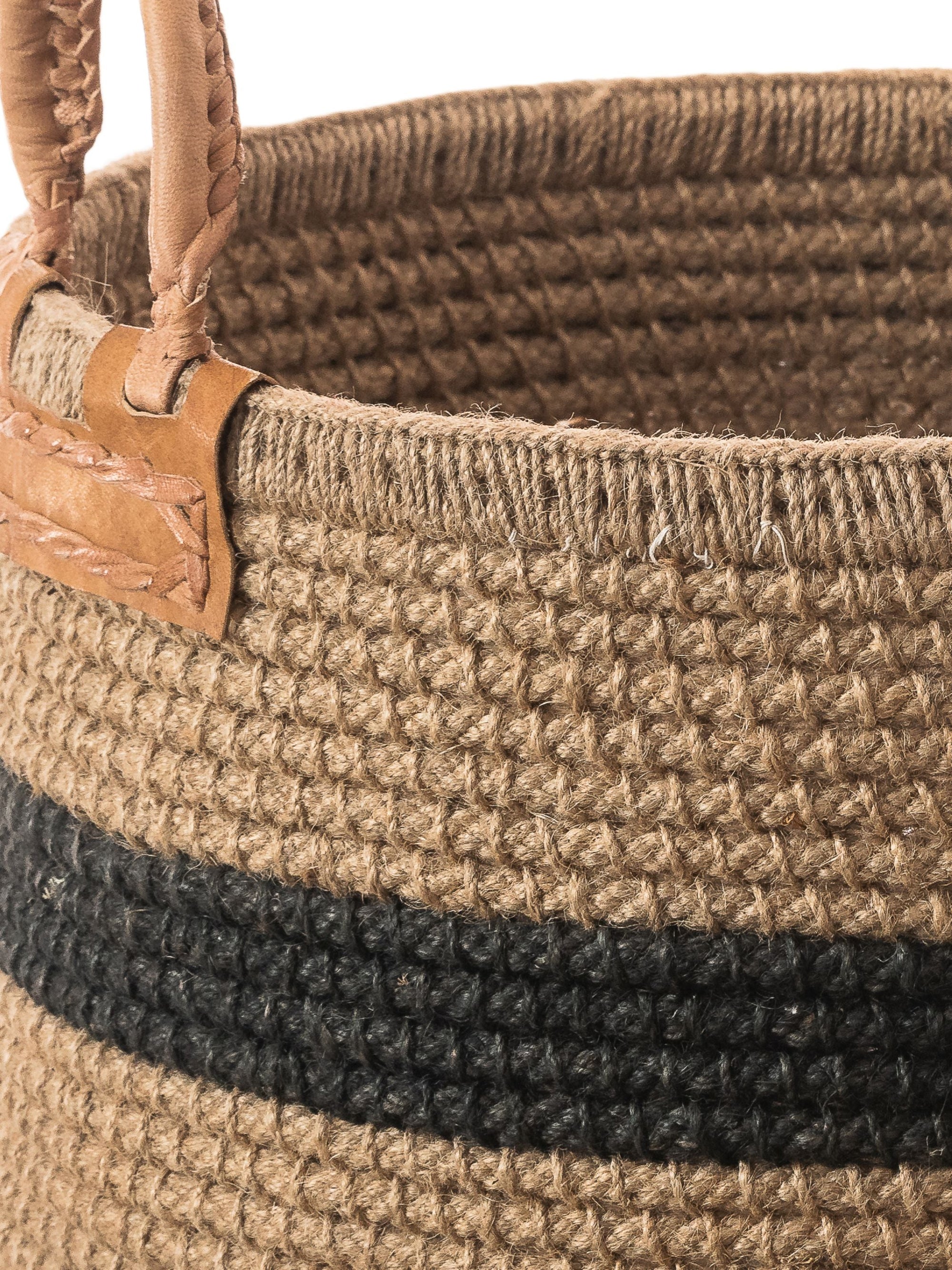 Jute Basket with Black Stripe