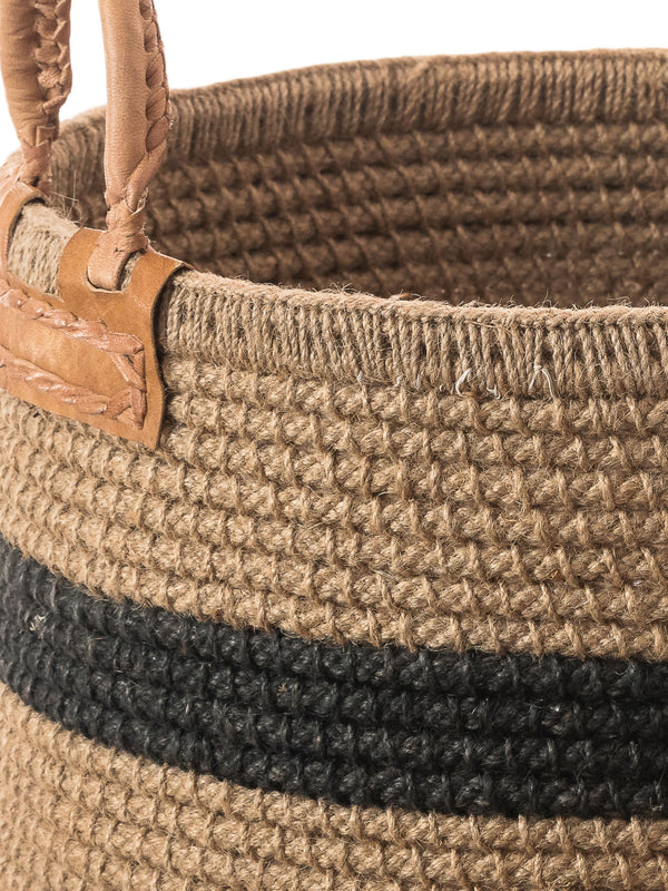 Jute Basket with Black Stripe