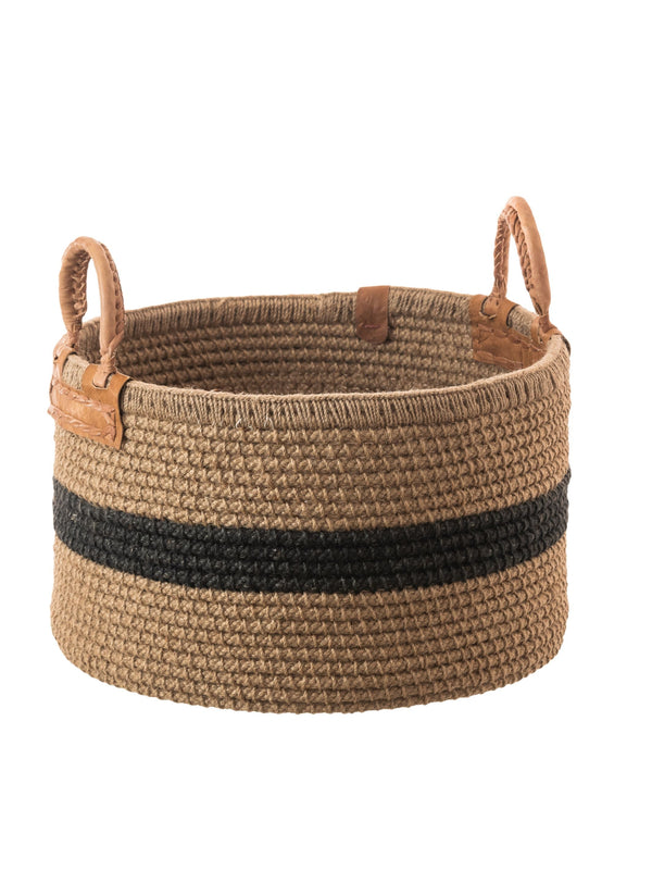 Jute Basket with Black Stripe
