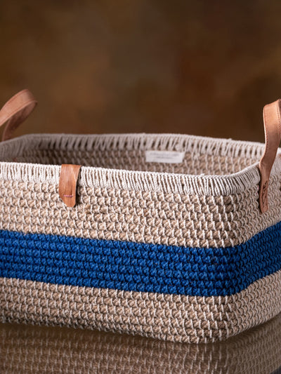 Jute Midnight Blue Stripe Basket