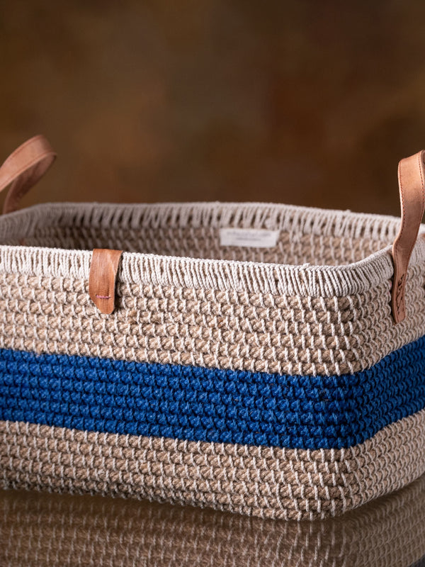 Jute Midnight Blue Stripe Basket