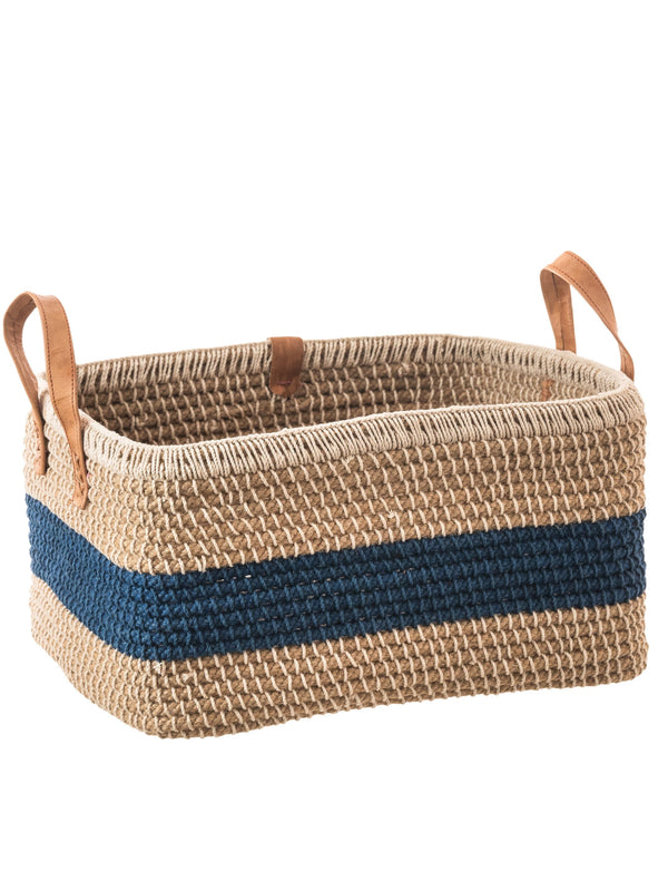 Jute Midnight Blue Stripe Basket
