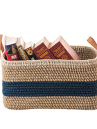 Jute Midnight Blue Stripe Basket