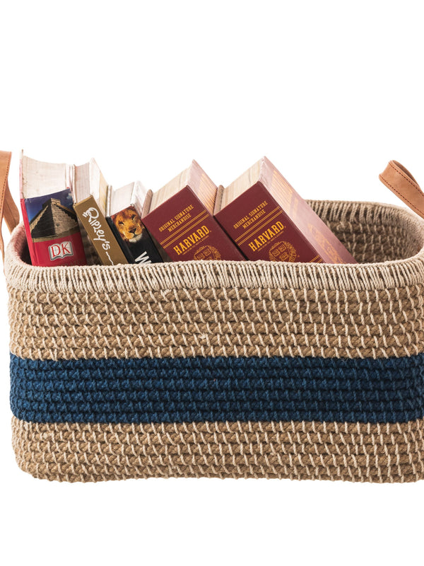 Jute Midnight Blue Stripe Basket