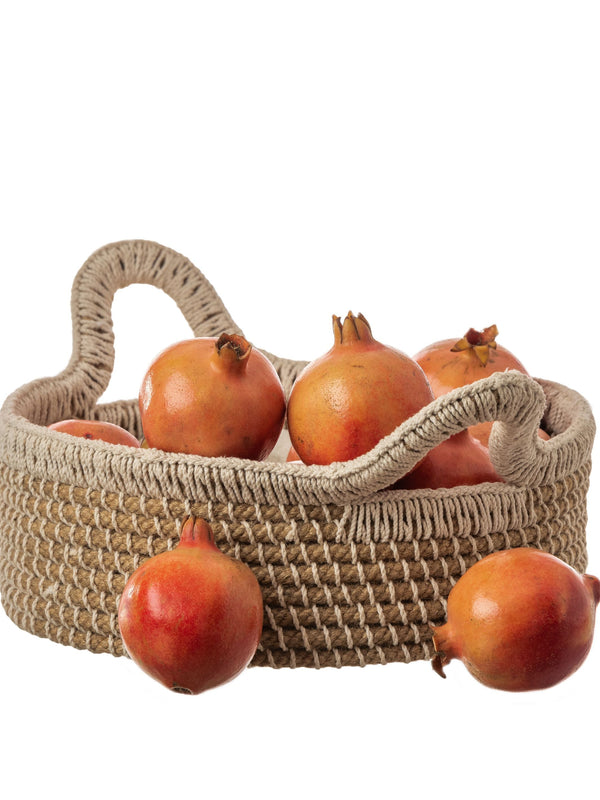 Jute Round Basket with Handle Large