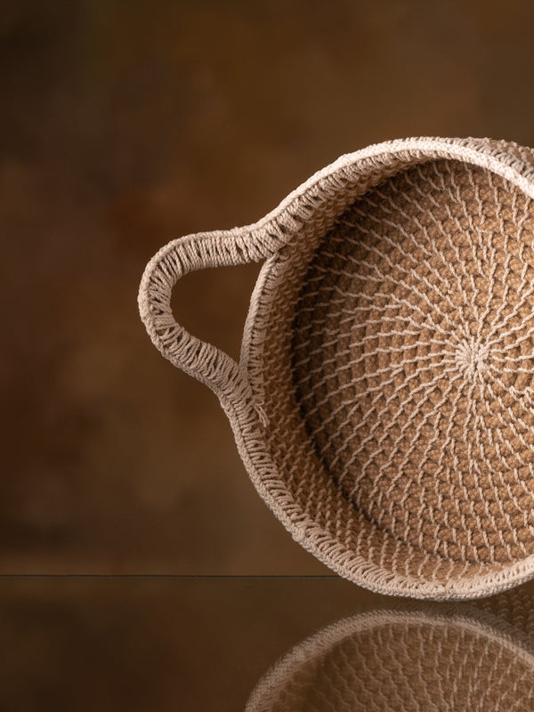 Jute Round Basket with Handle Large