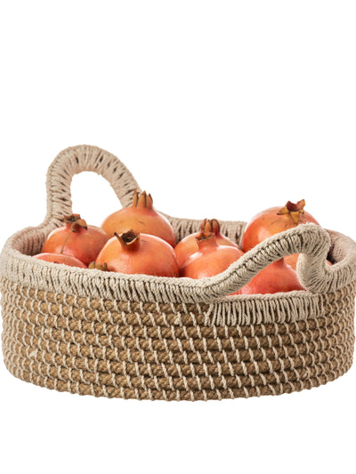 Jute Round Basket with Handle Small